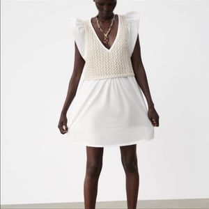 Zara White Dress with Crochet Trim